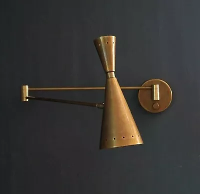 Mid Century Wall Sconce LELO 2 Wall Light Lamp Handmade Brass Stilnovo Inspired • $273.70