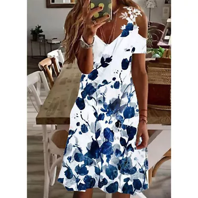 £7.96 • Buy BOHO Womens Strappy Sun Dresses Summer Beach Midi Dress Plus Size 6-20 Holiday