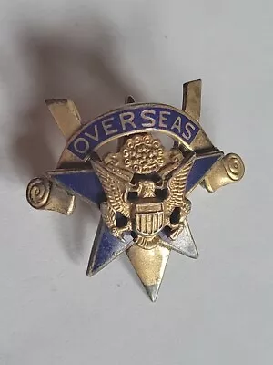 WWII Vintage Victory OVERSEAS US ARMY Gold Plated Sterling Silver Sweetheart Pin • $30