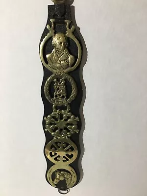 Antique UK Horse Brass 5 Medallions On A Vintrage Martingale Paddle Nelson Lord  • $64