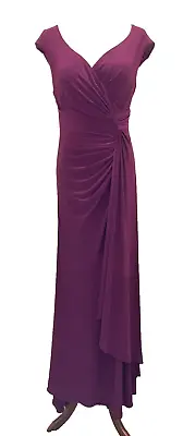 La Femme Knot Dress 12 Dark Berry Red Column Gown Side Ruched Drapey • $99