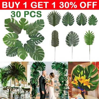£4.99 • Buy 30X Tropical Artificial Palm Leaves Hawaiian Luau Jungle Beach Theme Party Decor