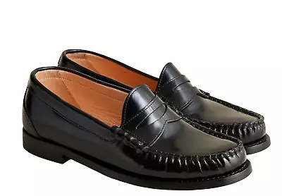 New J.crew Black Winona Penny Loafers In Spazzolato Leather Shoes 10 Ba190 • $74.99