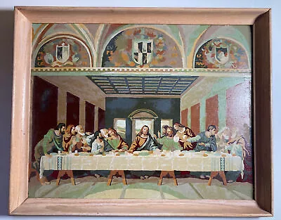 Vintage Original Oil Painting -Religious Jesus Last Supper Framed 1970s • $55