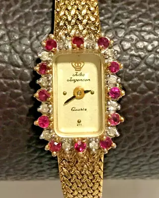 Vintage Jules Jurgensen Genuine Diamonds Gold Plated Ladies Dainty Dress Watch • $103.50