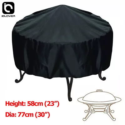 30-inch Patio Round Fire Pit Cover Waterproof UV Protector Grill BBQ Cover Black • $13.99