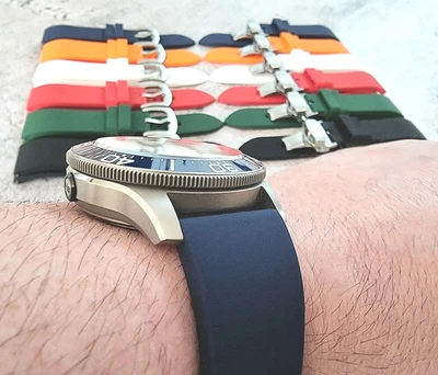 Silicone Watch Strap Band Deployment Clasp Rubber Waterproof Mens 20mm 22mm UK • £6.95