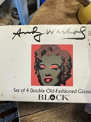 Andy Warhol ~ Marilyn Monroe ~ Set Of 4 Double Old-Fashioned Whiskey Glasses Box • $35