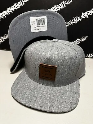 NWT RVCA Balance Of Opposites VA Heather Gray Leather Patch A-Frame Snapback Hat • $19.95