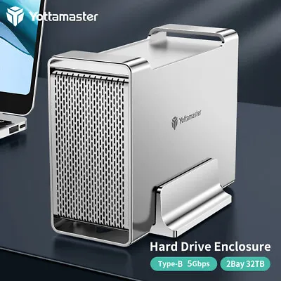 Yottamaster 2 Bay RAID Hard Drive Enclosure Type C USB For 2.5/3.5  SATA HDD SSD • $95.94