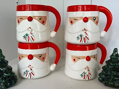 Vintage Winking Santa Pipe Shafford Mug Set Of 4 • $195