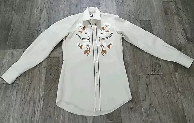 Vintage Karman Pearl Snap Western Shirt Embroidered Floral Cowboy Mens 17-34 • $37