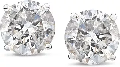 Stud Earrings .6 Carat Diamond T.W. / 14KW Gold 4 Prong I-J Color I1-I2 Clarity • $599
