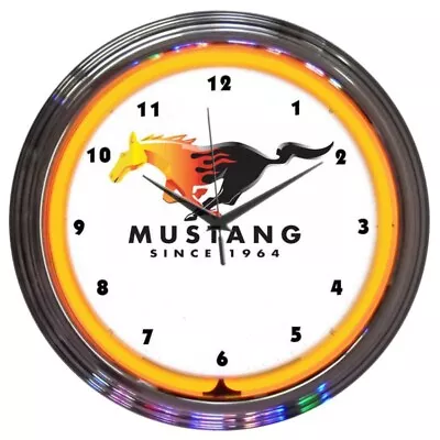 Neon Clock Sign Mustang GT Fastback OLP Ford Licensed Garage Lamp Light GT500 • $63.99