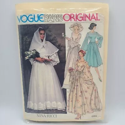 Vintage NINA RICCI Bridal Dress Vogue Paris Original 1363 Sewing Pattern Sz 12 • $21