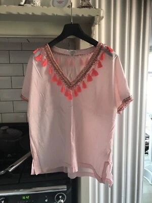 £25 • Buy J. Crew Voile Neon Tassle T Shirt Uk 12 Vgc Gold Sequin Beaded Oversize Kaftan T