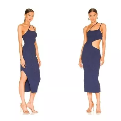 H:ours | NWT Evelyne Cut Out Knit Dress In Midnight Blue Size S • $39.20