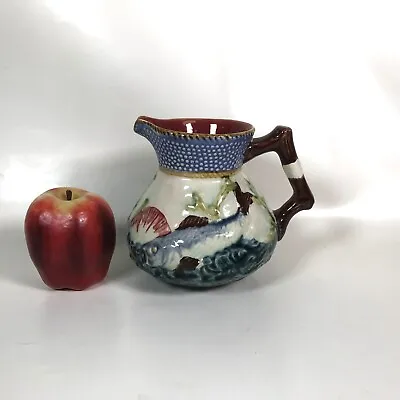 Antique Majolica Pottery Pitcher With Fish & Shell Decoration • $179