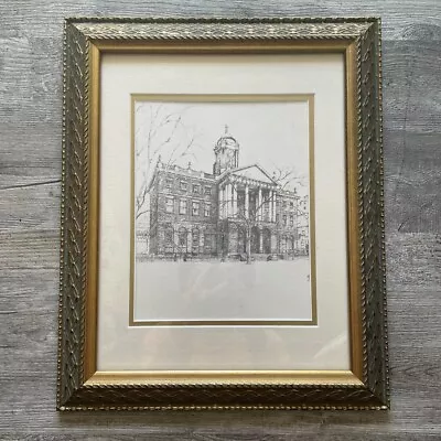 Detailed Architectural Pen Ink Drawing Print - Framed Vintage Artwork • $100