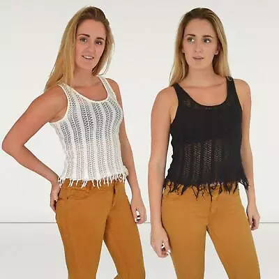 £6.99 • Buy TOPSHOP Crochet Fringe Hem Crop Summer Festival Vest Top