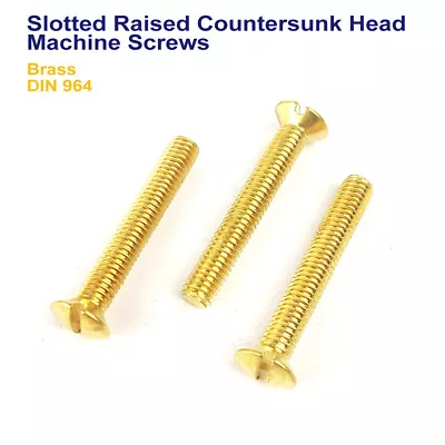 M4 - 4mm SLOTTED RAISED COUNTERSUNK HEAD MACHINE SCREWS BRASS - DIN 964 • £2.59