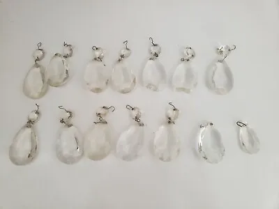 $12.99 • Buy 14 Vintage Chandelier Crystal Glass Prisms Lamp Parts Large Tear Drop