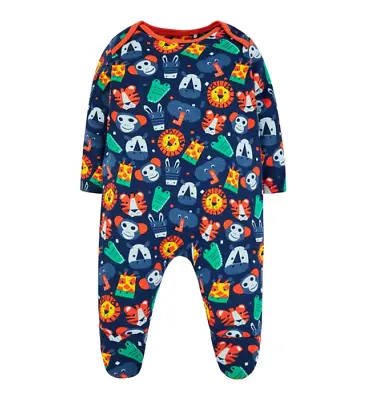 Baby Boys Blue Jungle Animal Sleepsuit Babygrow 0-18 Months NEW Boots Mini Club • £6.98