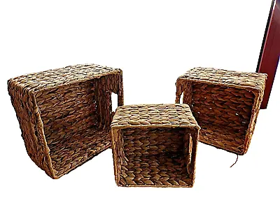 Series Of 3 Crates Nest Vtg IN Fiber Vegetable And Underwired Metal • $31.06