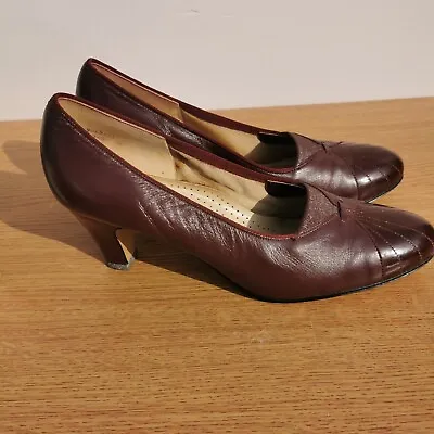 £9.99 • Buy Ladies Equity Court Shoes Size 4.5 Maroon Leather Small Heel 