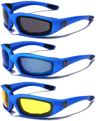 3 PAIR COMBO Blue Choppers Wind Resistant Padded Motorcycle Riding Sunglasses • $16.99