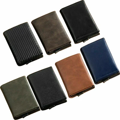 £6.49 • Buy RFID Blocking Wallet Auto Pop Up Credit Card Holder Leather Metal Money Clip Men