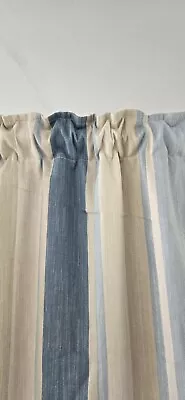 Laura Ashley  Awning Stripe Seaspray Pencil Pleat Curtains  (136x274)53x108   • £150