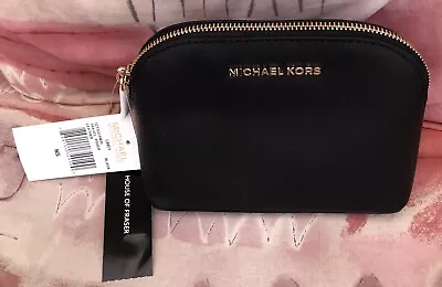 Michael Kors Cindy Black Leather Cosmetic Pouch • £60