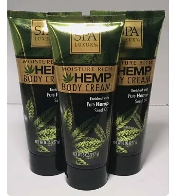 New (Lot Of 3) Spa Luxury Moisture Rich 8oz Hemp Body Cream • $22.99