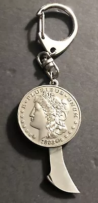 1893 Morgan Silver Dollar Copy Vintage Folding KeyChain Pocket Knife • $14.98