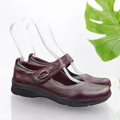 Earth Women's Angelica Mary Jane Shoe Size 10 Red Burgundy Leather Flat Loafer • $59.87