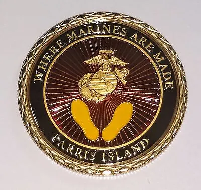 Marine Corps Parris Island #1441 Military Challenge Colorized Art Round • $5.49