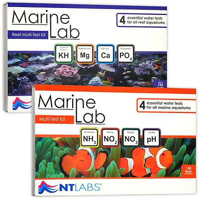 NT Labs Marine Lab Multi Test Kit Reef NH3 NO2 NO3 PH KH Mg Ca PO4 Aquarium Tank • £30.99
