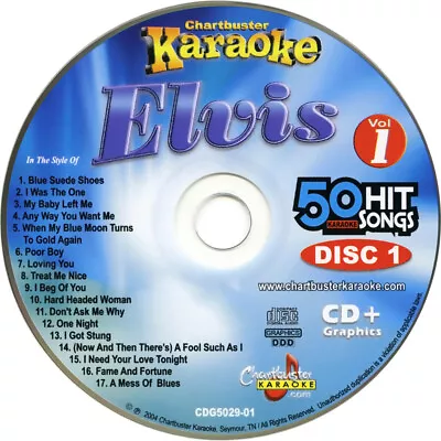 ELVIS Chartbuster Vol-5029 KARAOKE 3 CD+G NEW DISCS In WHITE SLEEVES • $17.99