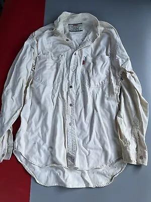 Vintage Levis Shirt Mens Medium White Denim Work Button Up • $24.99