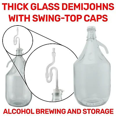 5L GLASS DEMIJOHN With Seal Flip Cap Home Brewing Wine Making Distilling Alco • £9.49