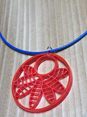 Laser Cut Acrylic Pendant On Waxed Blue Cotton Cord Necklace Free P&P • £3.50