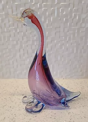 Vintage Murano Art Glass Alfredo Barbini Pink Standing Duck Figurine 5.75   • $50