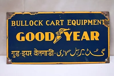 Vintage Good Year Tire Tyres Porcelain Enamel Sign Board Bullock Cart Equipment  • $393.56