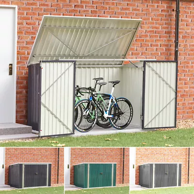 7FT XL Galvanised Steel Garden Bike/Tool Storage House Shed -Green/Black/Grey • £209.95