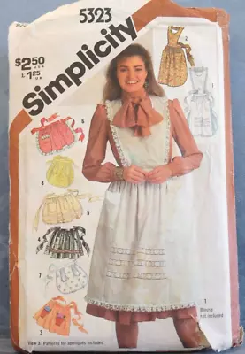 Simplicity Pattern 5323 Vintage Apron Full Apron Half Apron Detachable Bib UNCUT • $7.50