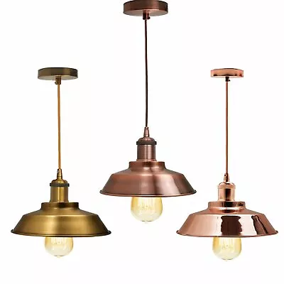 Copper Color Pendant Light Suspension Lamp Set E27 Base Ceiling Rose Fitting  UK • £14.90