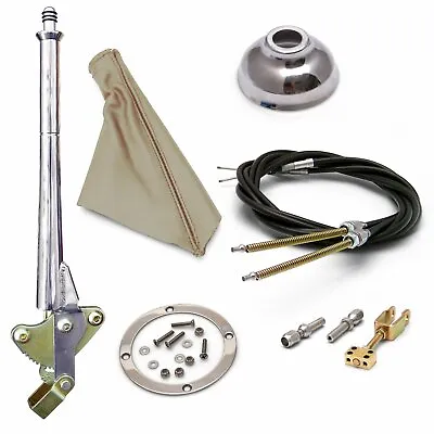 16 Trans Mnt Emergency Hand Brake  Tan Boot Silver Ring Cap And Cable Kit • $370.95