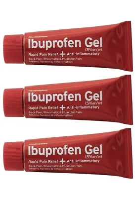 3 X Iboprofen Gel Fast Pain & Swelling Relief; Back/Muscular/Rheumatic Injuries • £10.99