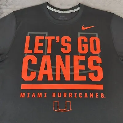 Miami Hurricanes Shirt Nike Dri Fit Lets Go Canes Short Sleeve Black Men Large • $14